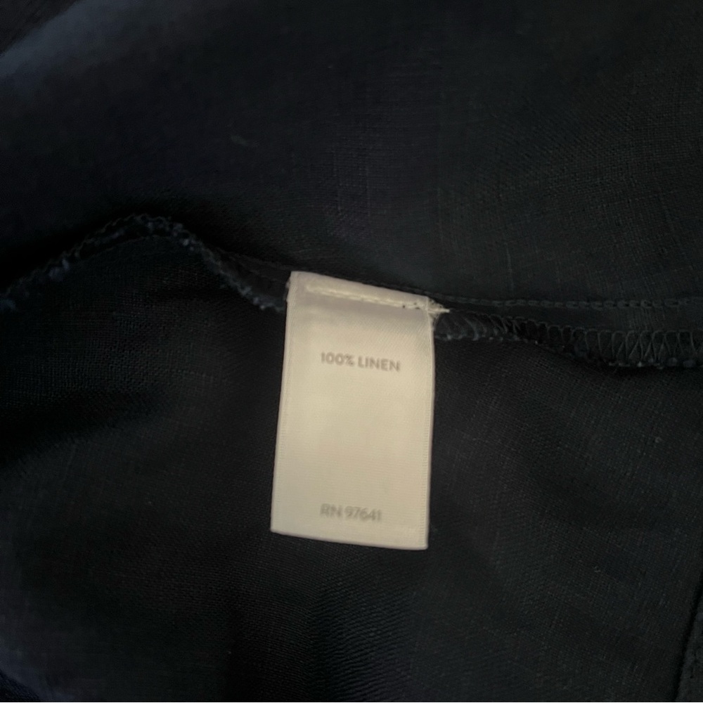 J. Jill Love Linen Tie Front Sleeveless Shirt Dress Navy with Pockets, XL Petite - Picture 11 of 11